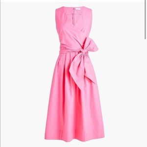 NWT J. CREW Dress V Neck Wrap Bow Dress Pink Azalea 6